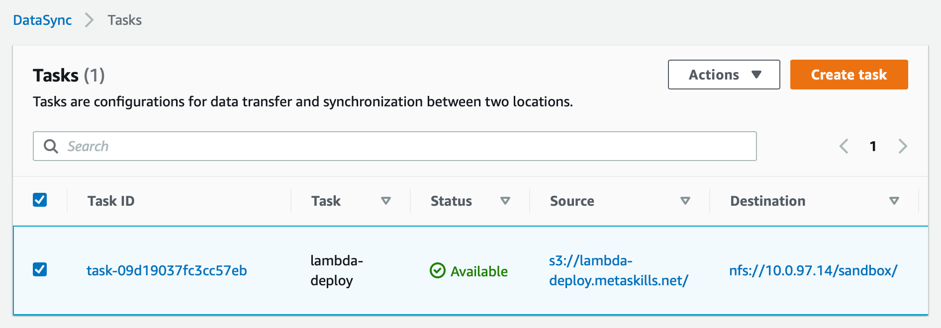 Our AWS Lambda S3 to EFS DataSync Task